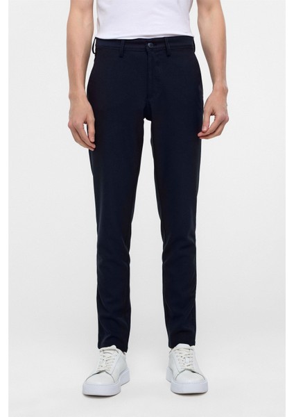 Lacivert Slim Fit Desenli Kumaş Pantolon