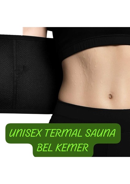 Turuncu ve siyah unisex termal bel korsesi, rahat ve kullanışlı tasarım.