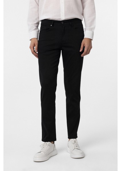 Siyah Slim Fit 5 Cep Kalıp Armürlü Kanvas Pantolon fiyatları