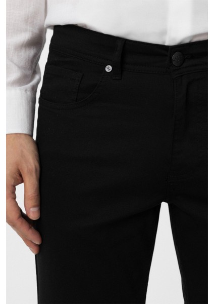 Siyah Slim Fit 5 Cep Kalıp Armürlü Kanvas Pantolon indirimleri