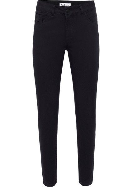 Siyah Slim Fit 5 Cep Kalıp Düz Kanvas Pantolon