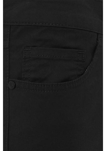 Siyah Slim Fit 5 Cep Kalıp Düz Kanvas Pantolon