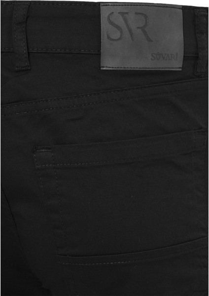 Siyah Slim Fit 5 Cep Kalıp Düz Kanvas Pantolon