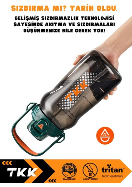 1500ml Büyük Boy Tritan Su Matara, Pipetli/Pipetsiz, Boyun Askılı, Renkli