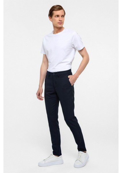 Lacivert Slim Fit Desenli Kumaş Pantolon fırsatları