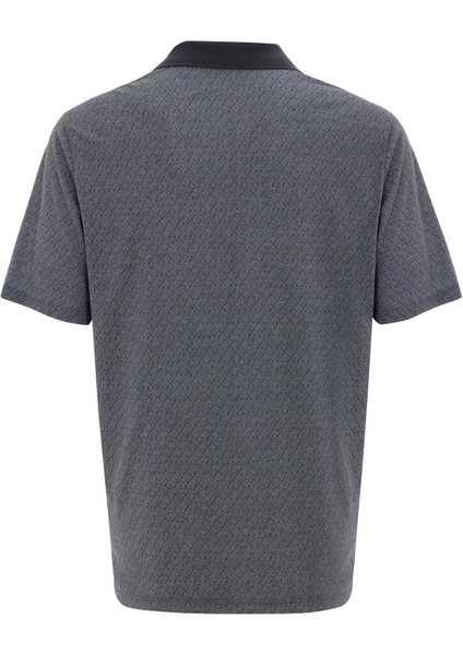 Siyah Regular Desenli Polo Yaka Tişört