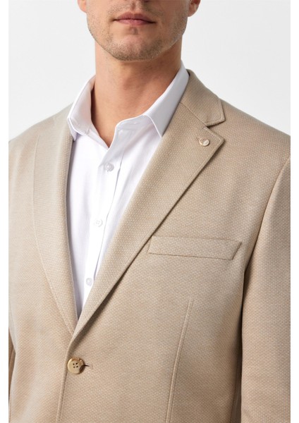 Bej Regular Fit Desenli Mono Yaka 4 Drop Ceket modelleri
