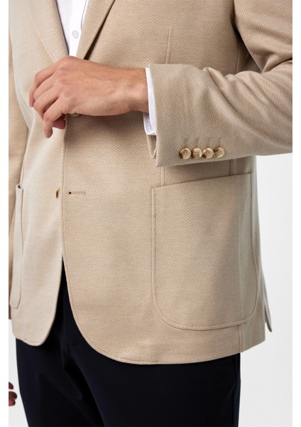 Bej Regular Fit Desenli Mono Yaka 4 Drop Ceket fırsatları