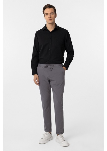 Antrasit Slim Fit Düz Jogger Pantolon