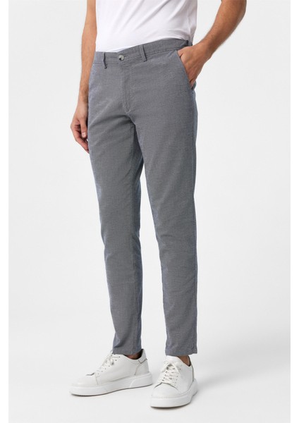 Lacivert Slim Fit Armürlü Kanvas Pantolon modelleri