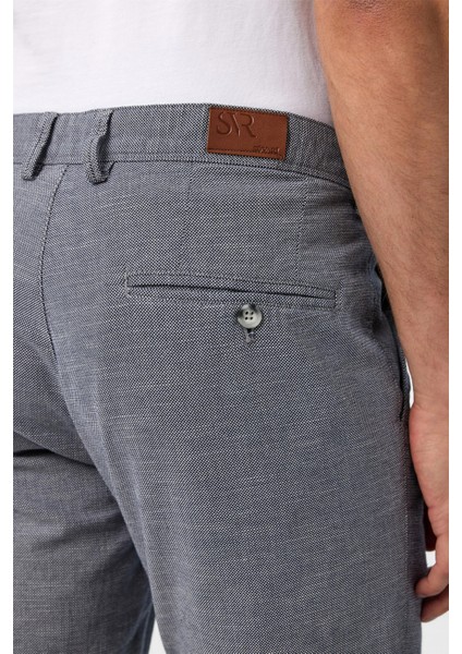 Lacivert Slim Fit Armürlü Kanvas Pantolon indirimleri