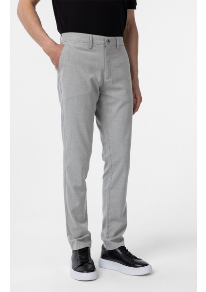 Gri Slim Fit Desenli Kumaş Pantolon modelleri