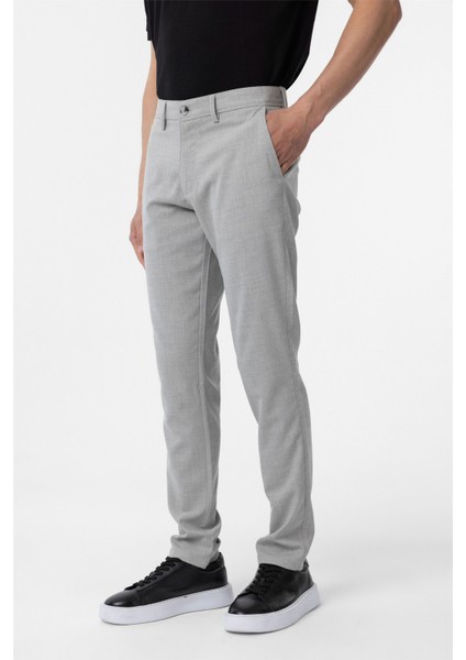 Gri Slim Fit Desenli Kumaş Pantolon fırsatları
