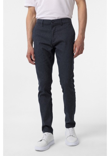 Lacivert Slim Fit Armürlü Kanvas Pantolon fiyatları