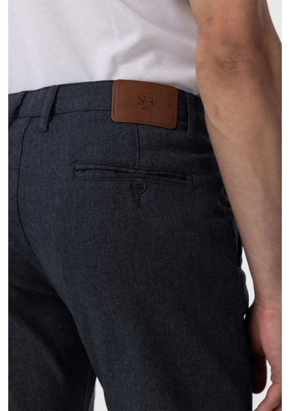 Lacivert Slim Fit Armürlü Kanvas Pantolon indirimleri