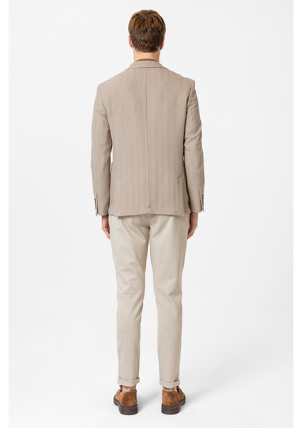 Bej Slim Fit Düz Sivri Yaka 6 Drop Ceket indirimleri
