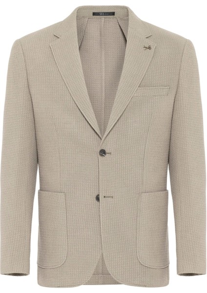 Haki Slim Fit Desenli Mono Yaka 6 Drop Ceket