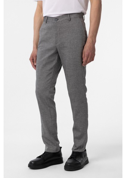Siyah Regular Armürlü Kanvas Pantolon