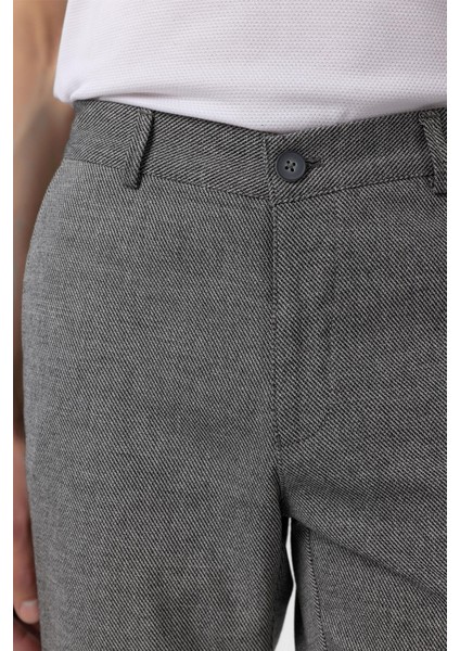 Siyah Regular Armürlü Kanvas Pantolon