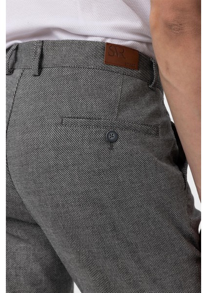 Siyah Regular Armürlü Kanvas Pantolon