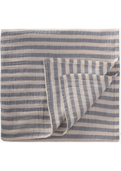 Naturel Battaniye 90X100CM Mavi Kalın Çizgili