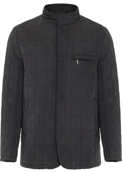 Siyah Regular Kapitone Mont