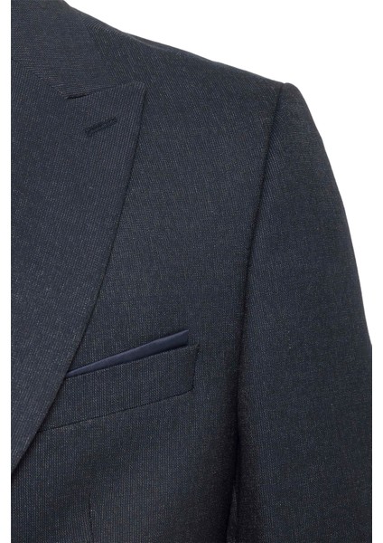 Lacivert Slim Fit Desenli Sivri Yaka 6 Drop Klasik Takım Elbise indirimleri
