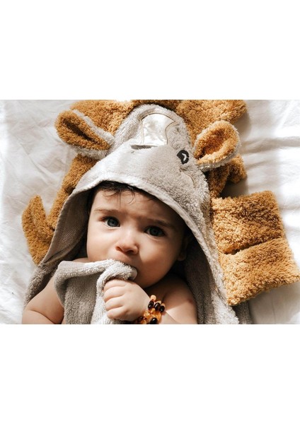 Aslan Figürlü Bebek Havlu 75x75 cm Gri fiyatları