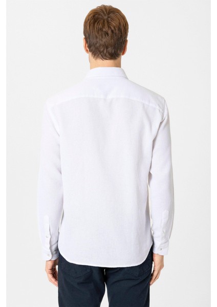 Ekru Slim Fit Desenli Klasik Yaka Gömlek fırsatları