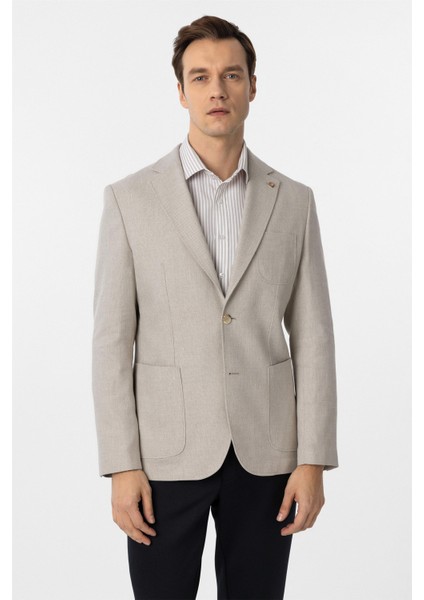 Bej Slim Fit Armürlü Mono Yaka 6 Drop Ceket fiyatları