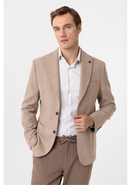 Bej Slim Fit Sivri Yaka 6 Drop Ceket fiyatları