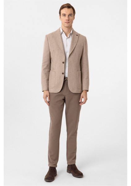 Bej Slim Fit Sivri Yaka 6 Drop Ceket modelleri