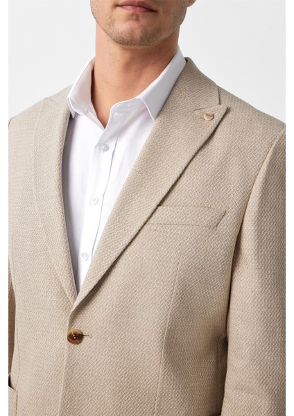 Bej Slim Fit Desenli Sivri Yaka 6 Drop Ceket fırsatları
