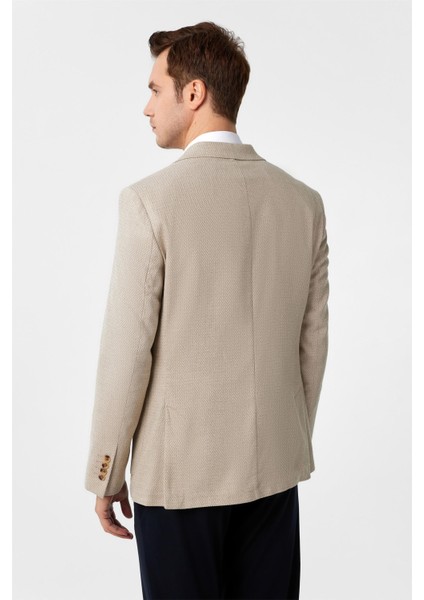 Bej Slim Fit Desenli Sivri Yaka 6 Drop Ceket indirimleri