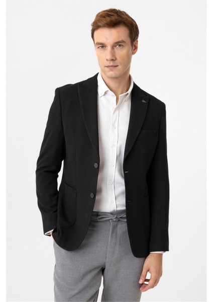 Siyah Slim Fit Sivri Yaka 6 Drop Ceket fiyatları