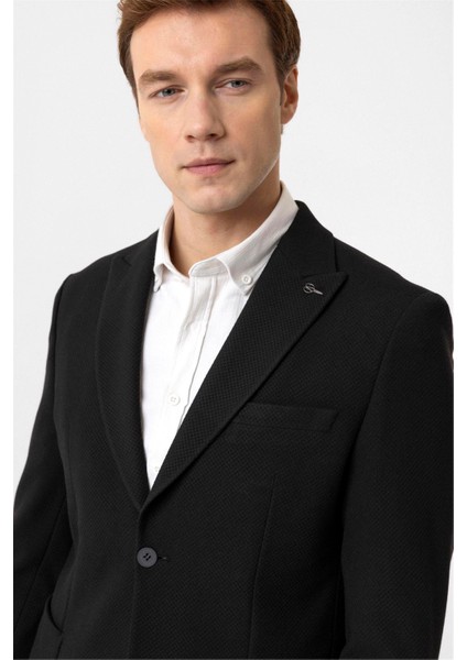 Siyah Slim Fit Sivri Yaka 6 Drop Ceket fırsatları
