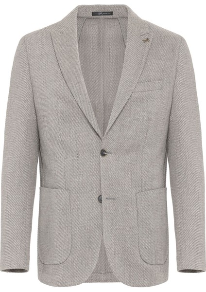 Antrasit Slim Fit Desenli Sivri Yaka 6 Drop Ceket