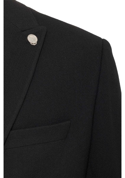 Siyah Slim Fit Sivri Yaka 6 Drop Ceket fırsatları