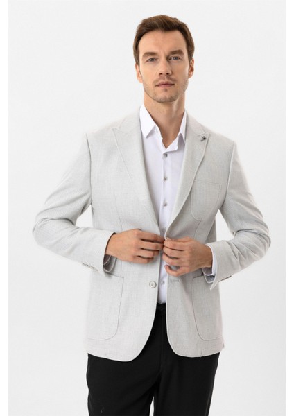 Taş Slim Fit Desenli Sivri Yaka 6 Drop Ceket