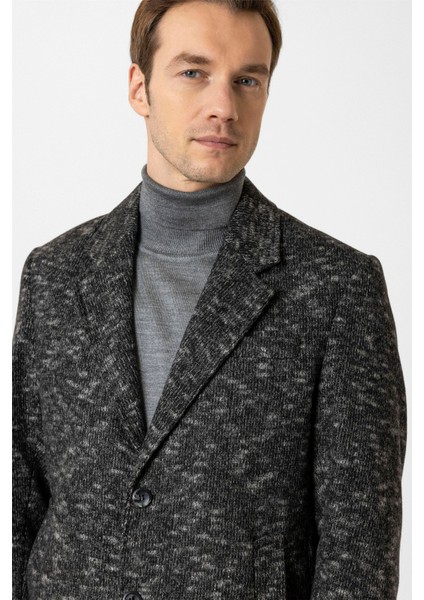 Antrasit Slim Desenli Mono Yaka Kaban modelleri