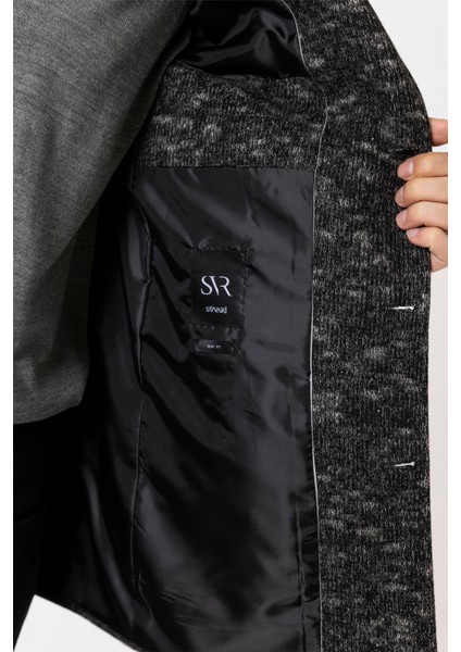 Antrasit Slim Desenli Mono Yaka Kaban indirimleri