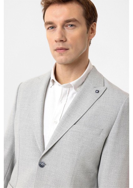 Gri Slim Fit Sivri Yaka 6 Drop Ceket modelleri