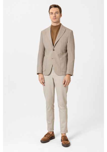 Bej Slim Fit Düz Sivri Yaka 6 Drop Ceket fırsatları