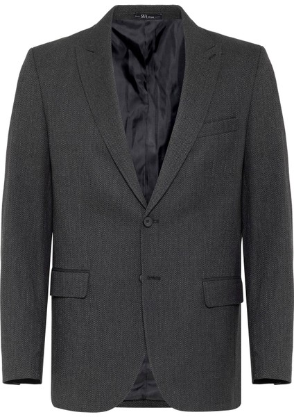 Siyah Regular Desenli Sivri Yaka 4 Drop Klasik Takım Elbise fiyatları