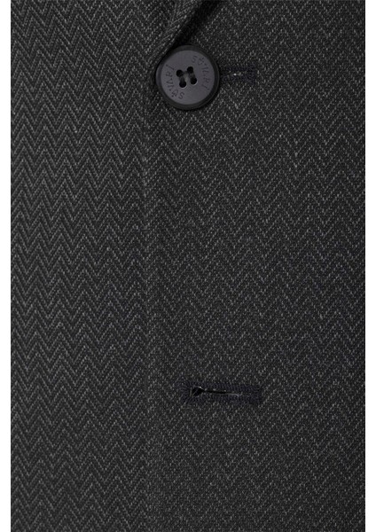 Siyah Regular Desenli Sivri Yaka 4 Drop Klasik Takım Elbise modelleri