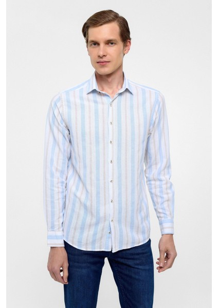 Buz Mavi Slim Düz Klasik Yaka Gömlek fiyatları