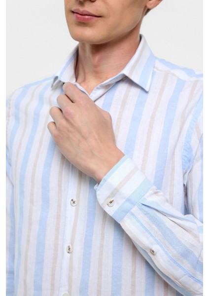 Buz Mavi Slim Düz Klasik Yaka Gömlek fırsatları