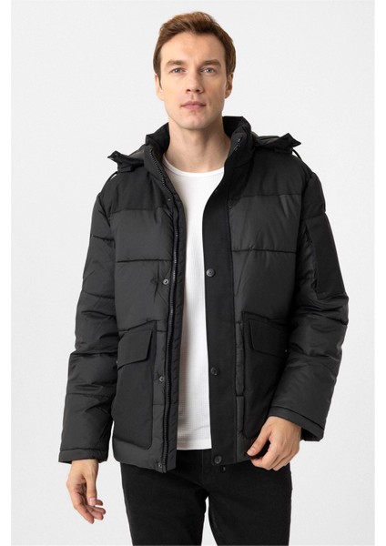 Siyah Slim Kapitone Mont modelleri