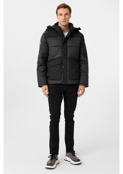 Siyah Slim Kapitone Mont fırsatları