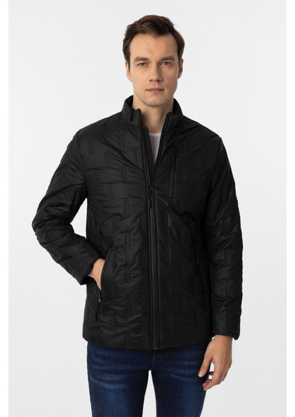 Siyah Slim Kapitone Mont